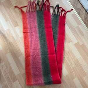 Acne Style Vibrant Red Wool Scarf